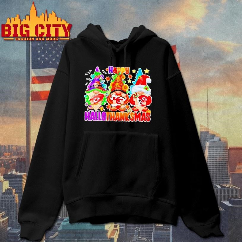 Gnomes X Kansas City Chiefs Happy Hallothanksmas Shirt