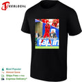 Goalkeeper celebrating tap in Almost Friday shirt