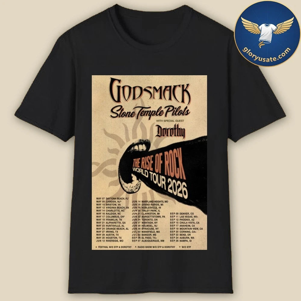 Godsmack’s The Rise Of Rock World Tour 2026 Poster Shirt