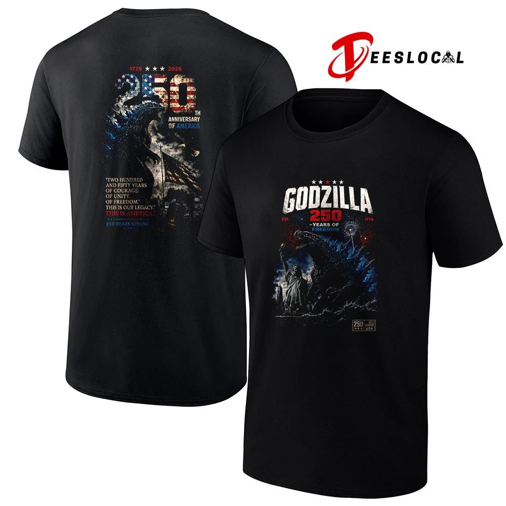 Godzilla 250 years of freedom two hundred and fifty years of courage of unity graphic shirt