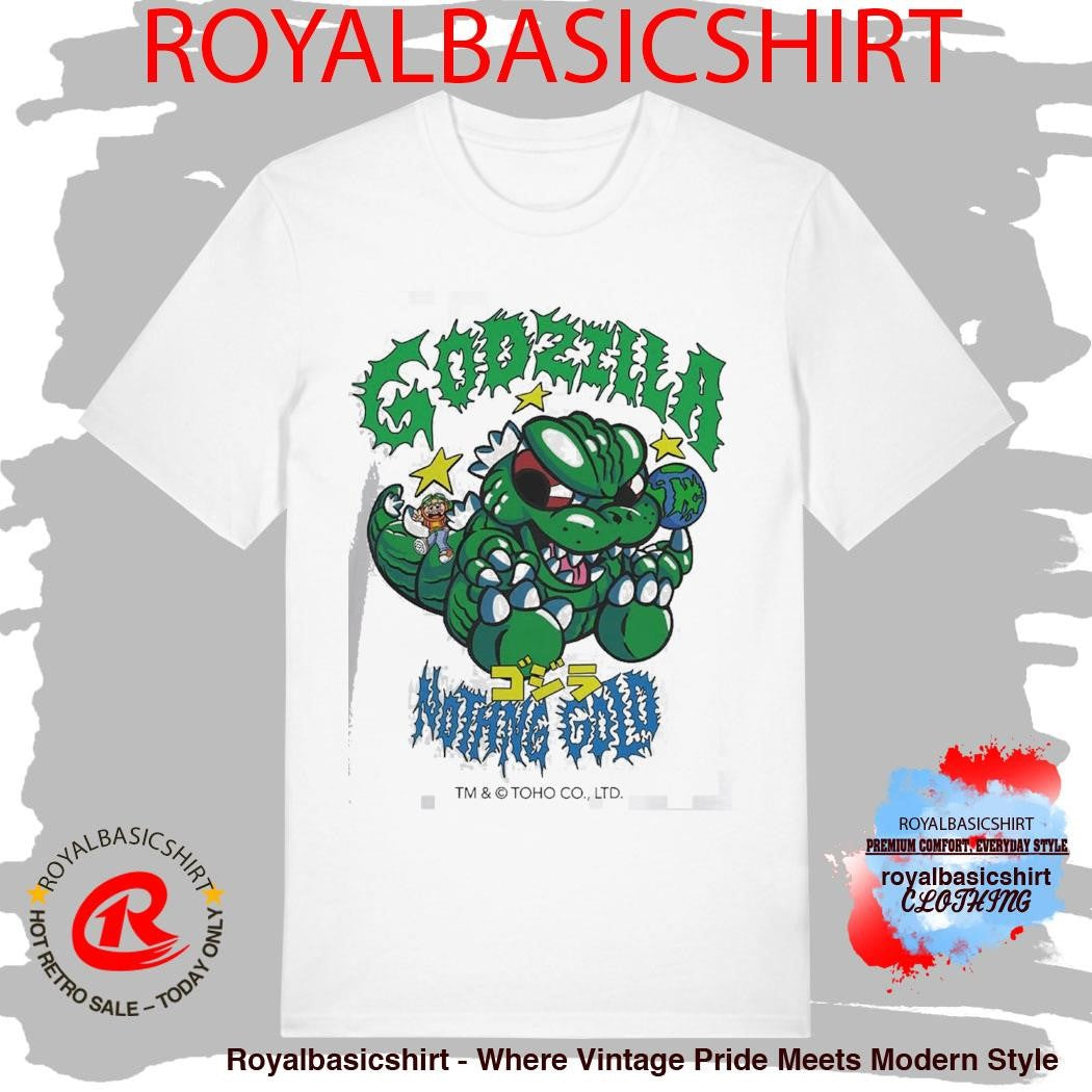 Godzilla X Nothing Gold Engee Shirt Pop Up Exclusive Cartoon Godzilla T-Shirt