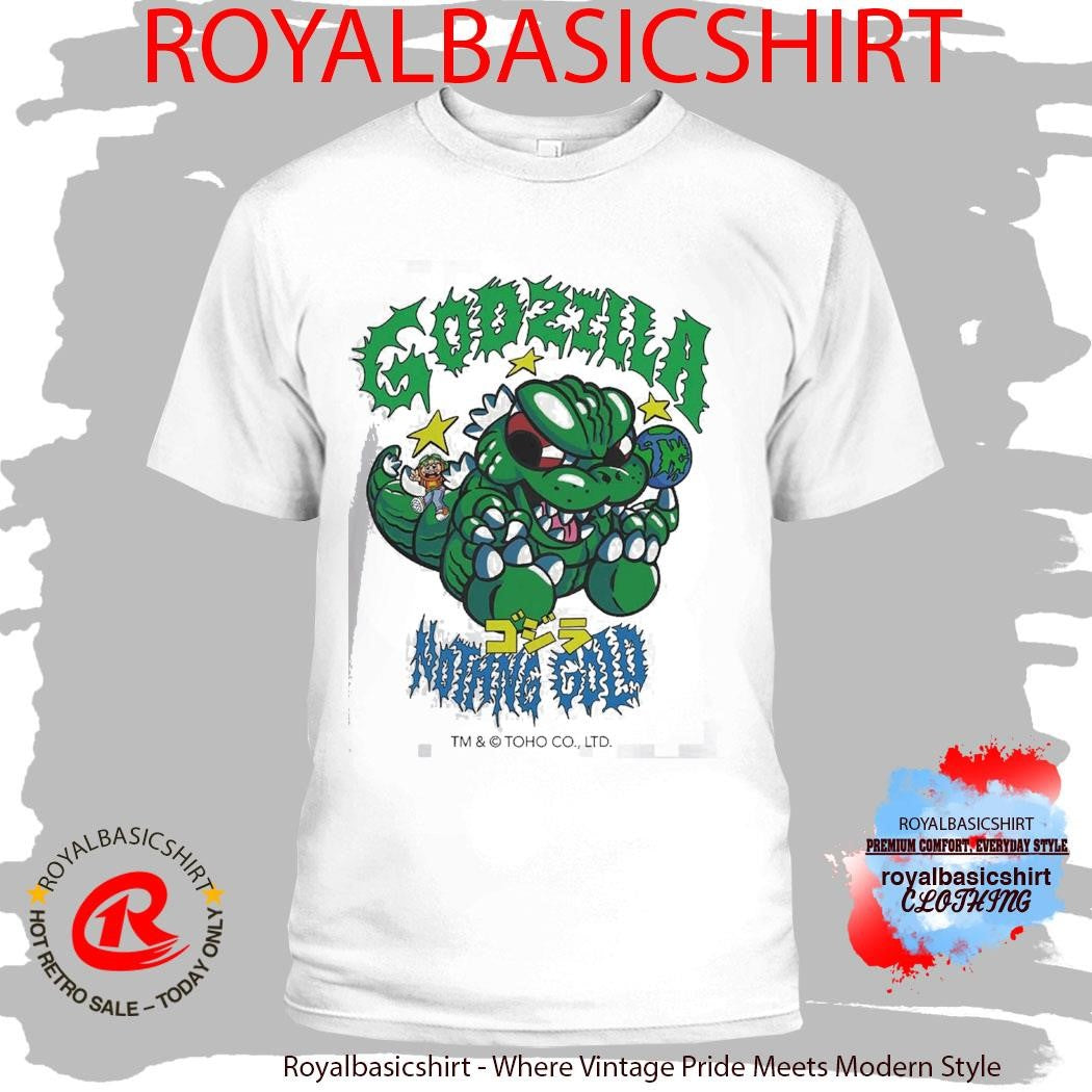 Godzilla X Nothing Gold Engee Shirt Pop Up Exclusive Cartoon Godzilla T-Shirt