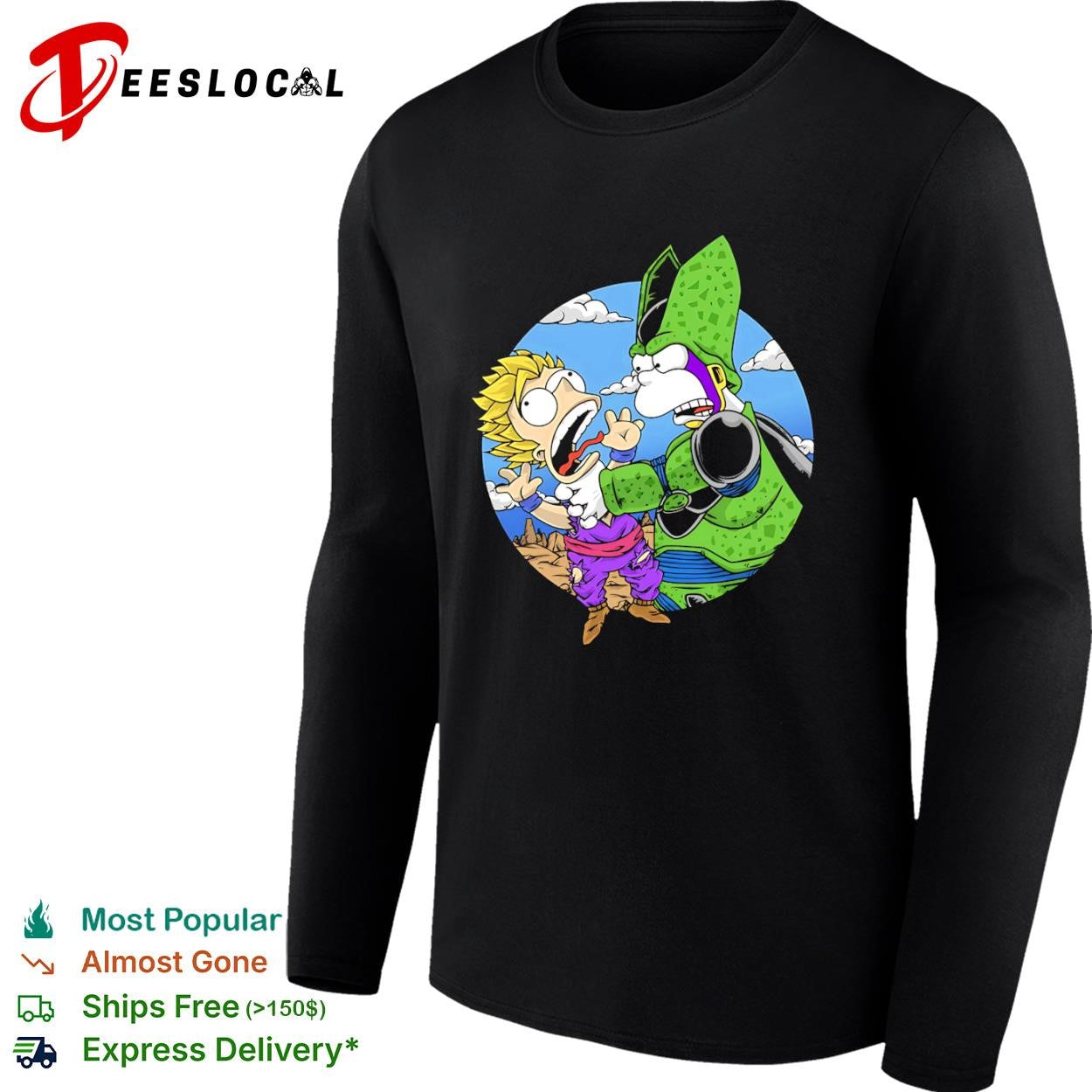 Gohan and Cell in the style of Bart and Homer shirt