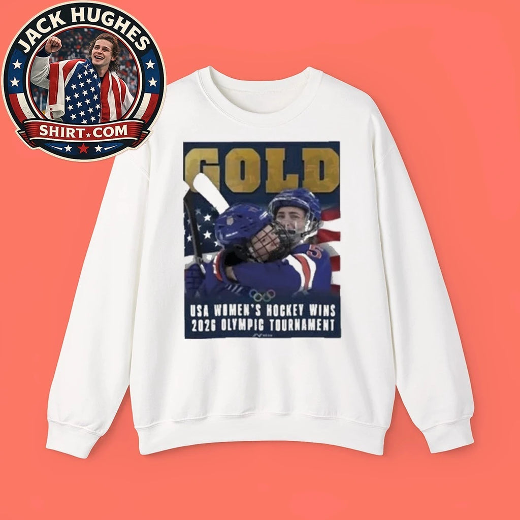 Gold USA Women’s Hockey Wins 2026 Olympic Champions Graphic T-Shirt
