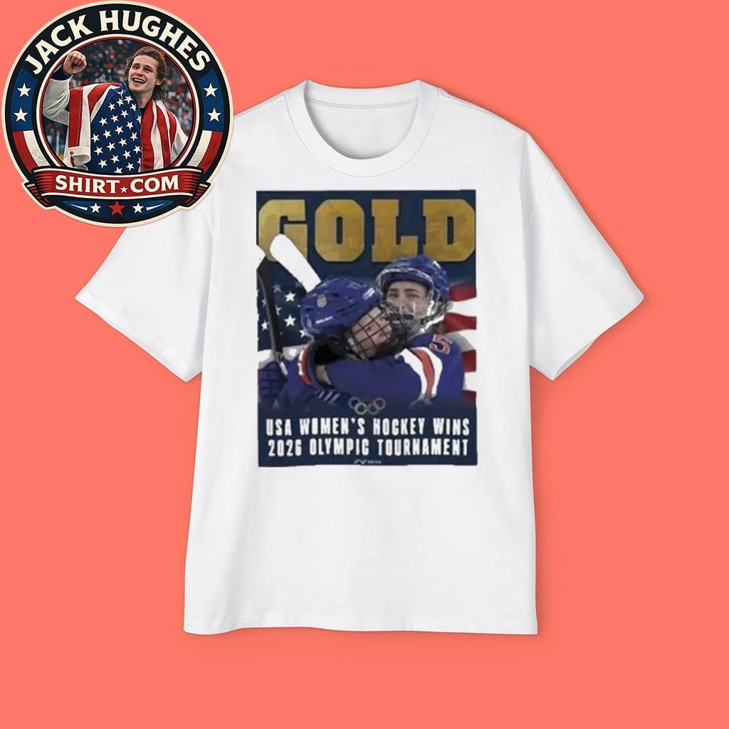 Gold USA Women’s Hockey Wins 2026 Olympic Champions Graphic T-Shirt