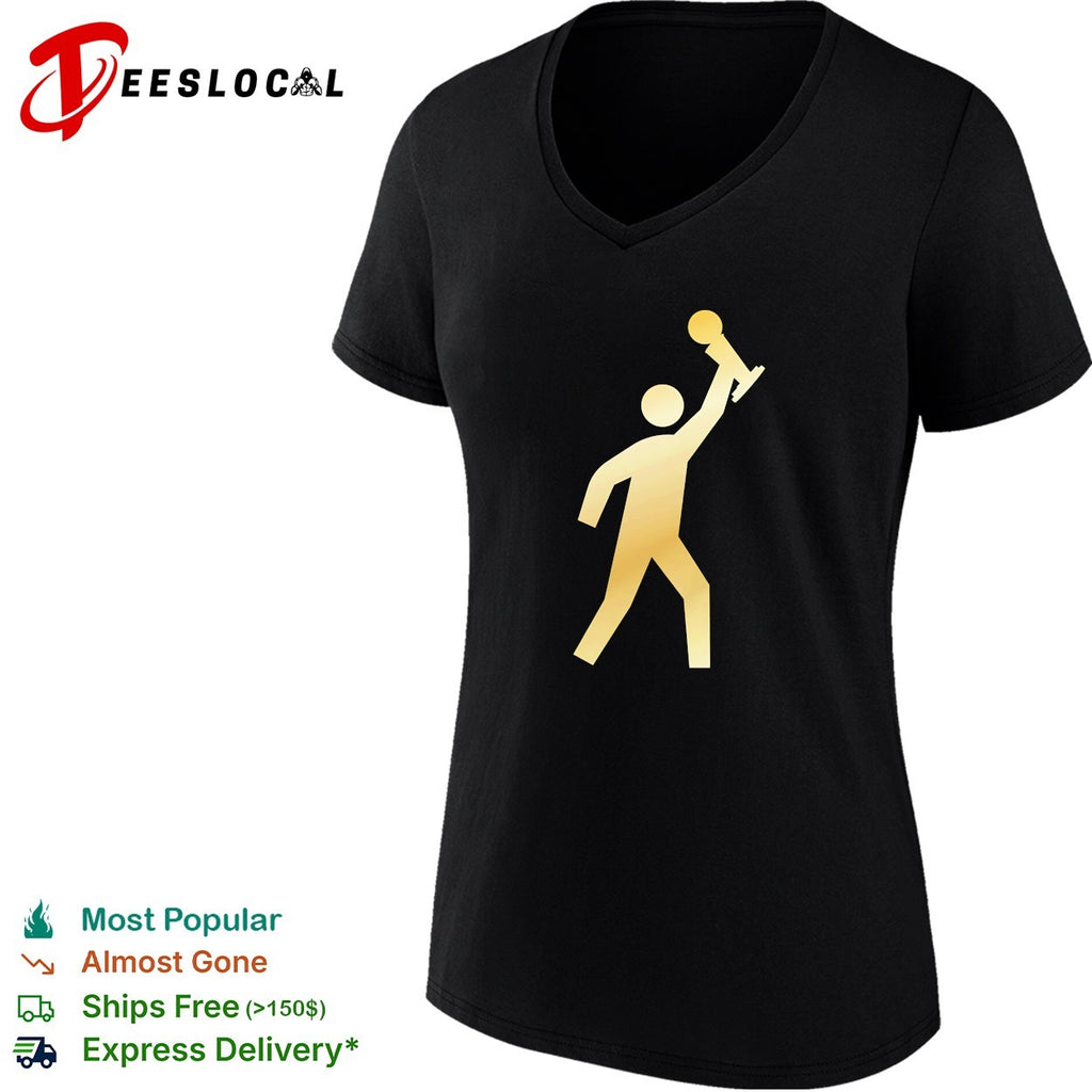 Gold trophy raised New York Knicks silhouette figure championship celebration shirt