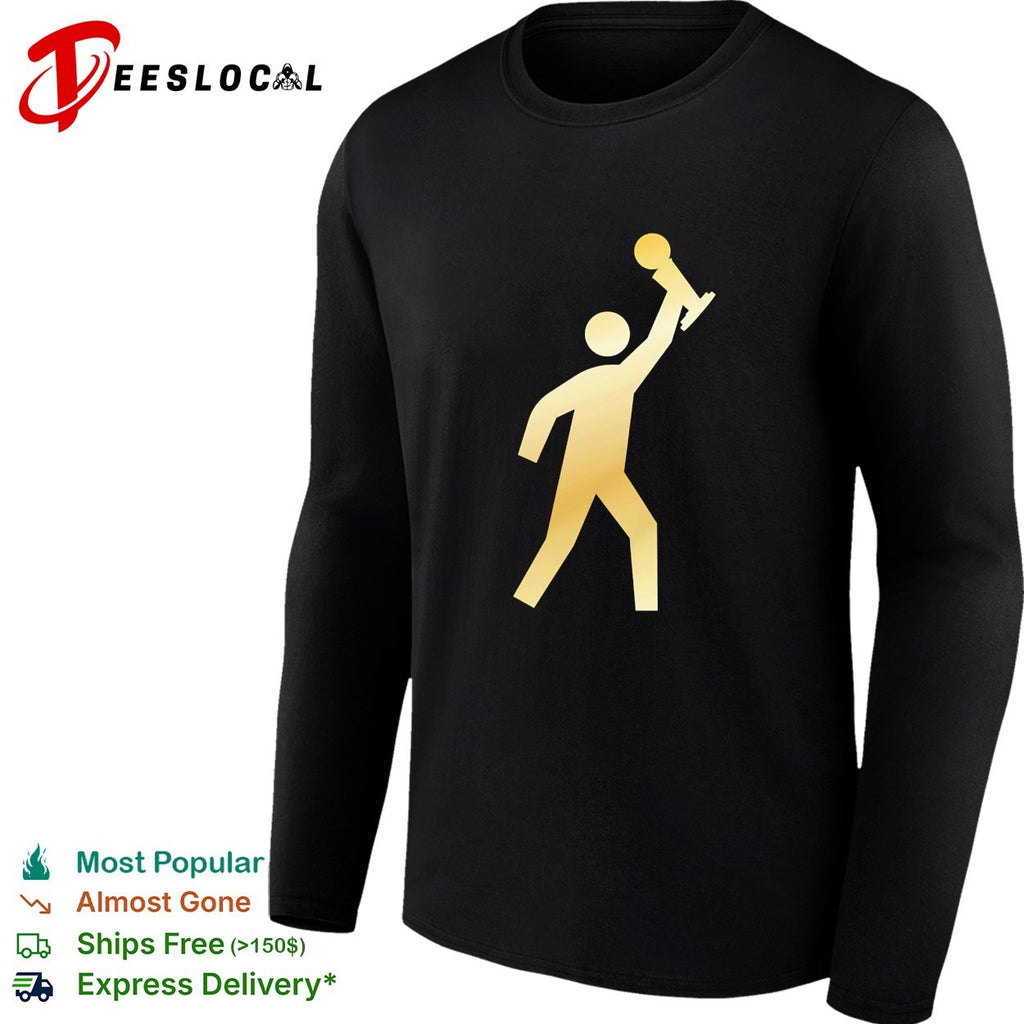 Gold trophy raised New York Knicks silhouette figure championship celebration shirt