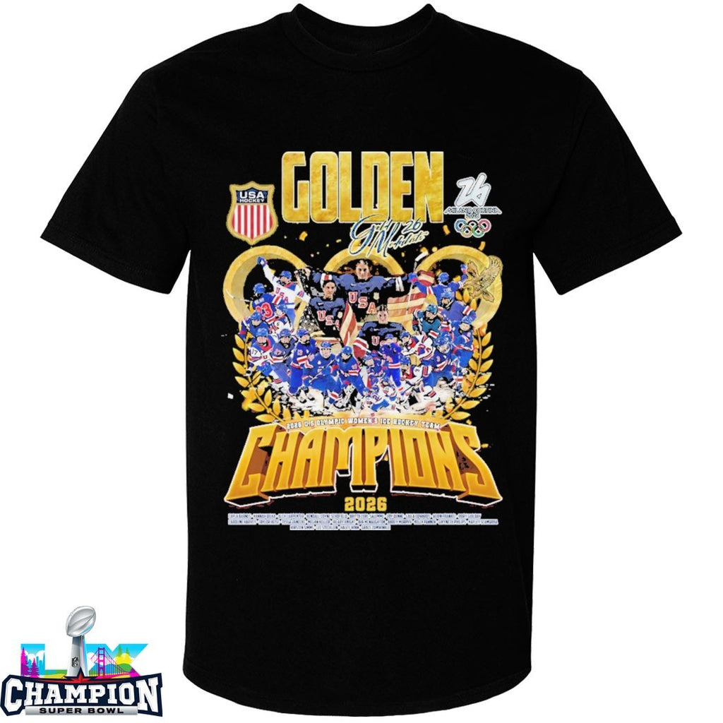 Golden 2026 US Olympic Women’s Ice Hockey Team Champions 2026 Milano Cortina T-shirts