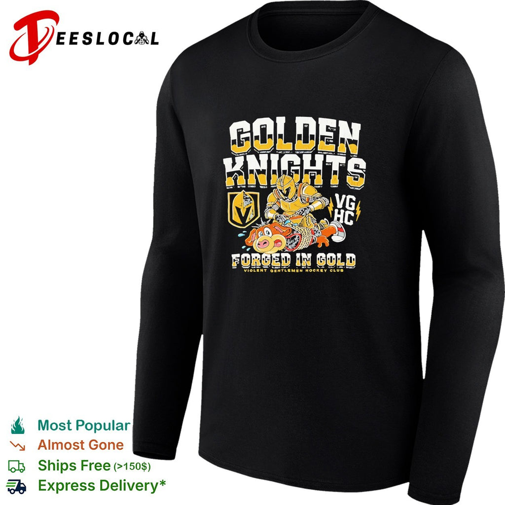 Golden Knights forged in gold VG HC Violent Gentlemen hockey club mascot parody shirt