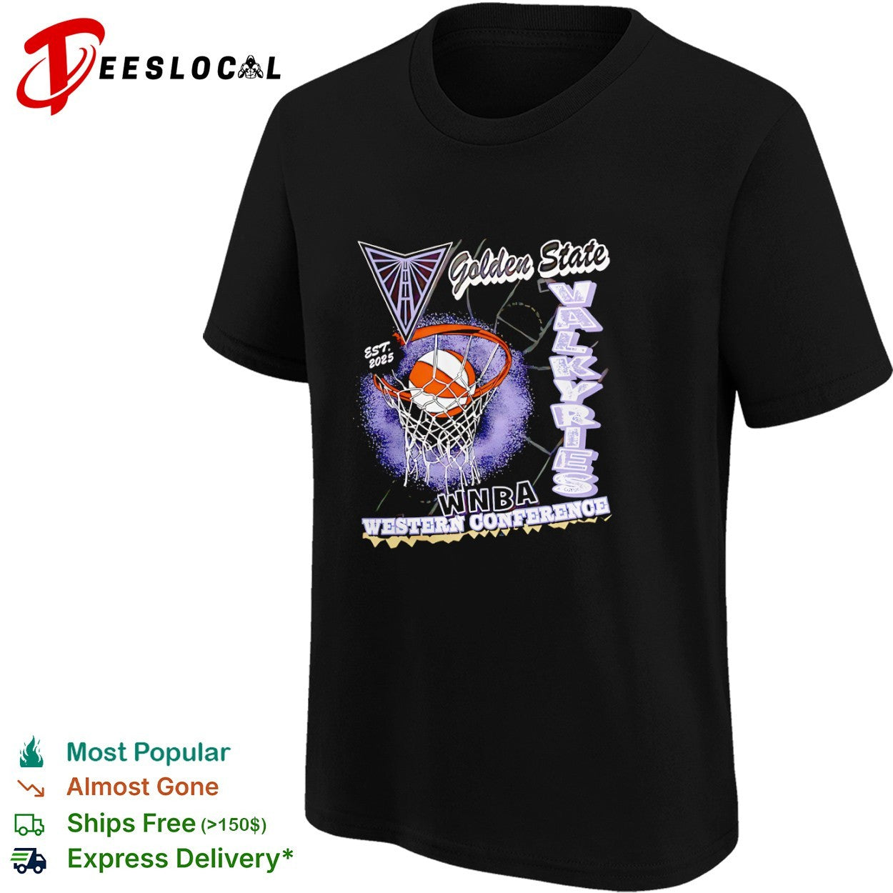 Golden State Valkyries WNBA Western Conference basketball hoop shirt