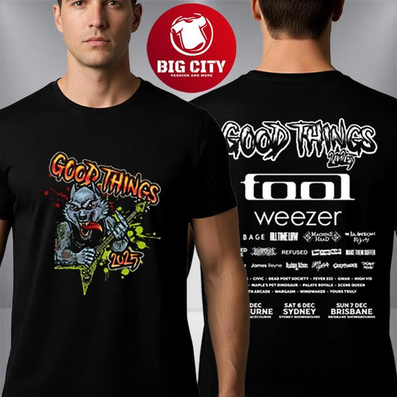 Good Things Festival Merchandise Woflman Event Logo Band Line Up Two Sided Shirt