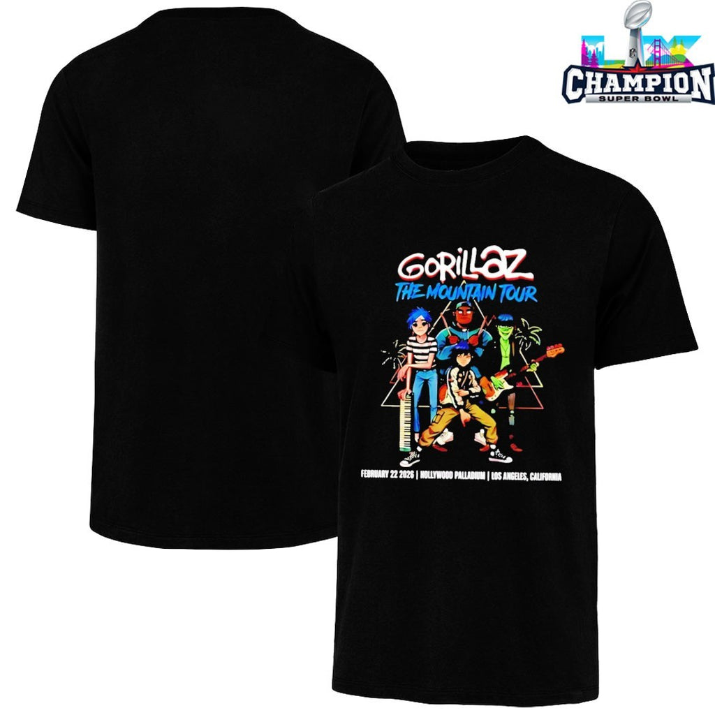 Gorillaz The Mountain Tour 2026 Show At Hollywood Palladium Los Angeles On February 22 T-shirts