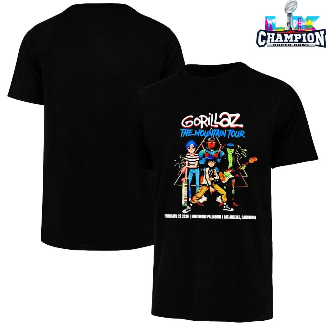 Gorillaz The Mountain Tour 2026 Show At Hollywood Palladium Los Angeles On February 22 T-shirts
