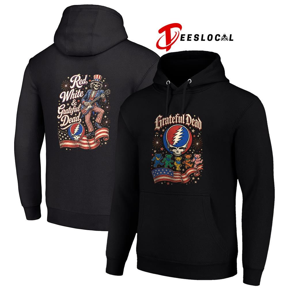 Grateful Dead red white USA flag mascot shirt