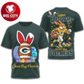 Green Bay Packers Easter Bunny Football Graphic Two Sided Shirt