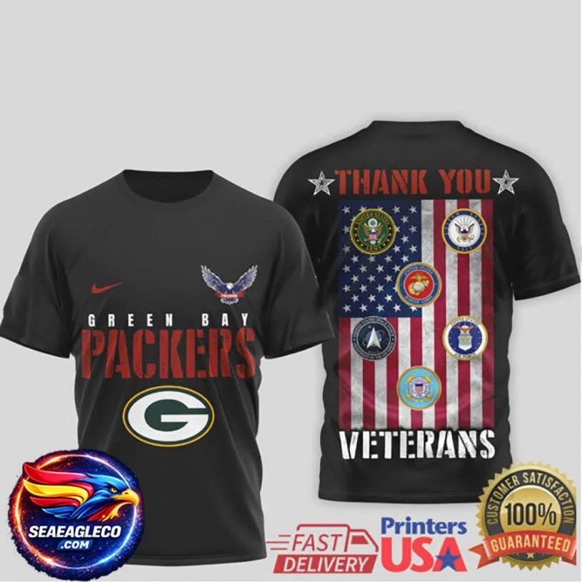 Green Bay Packers Military Appreciation “Thank You Veterans” Two Sided Shirt