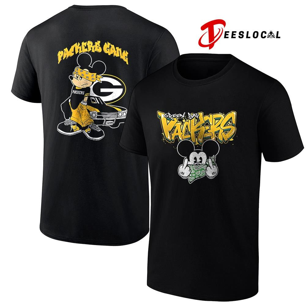 Green Bay Packers x Gangsta Mickey Mouse middle finger shirt