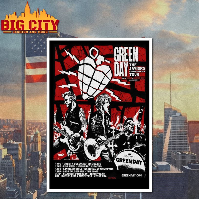 Green Day 2025 The Saviors Latin American Tour Poster Shirts