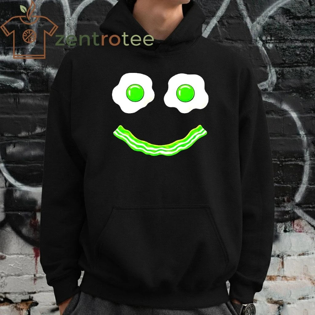 Green Smile Face Eggs And Bacon Ham Breakfast tee