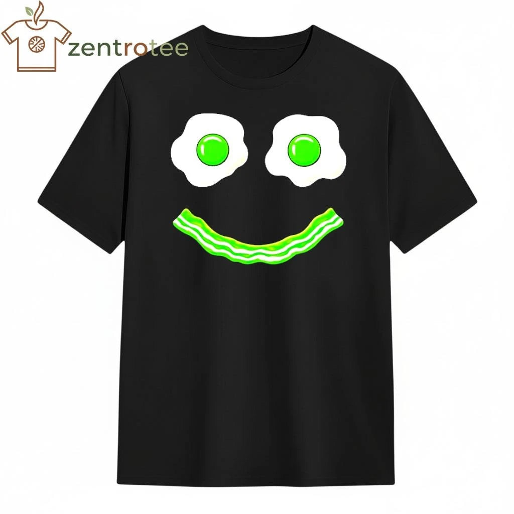 Green Smile Face Eggs And Bacon Ham Breakfast tee
