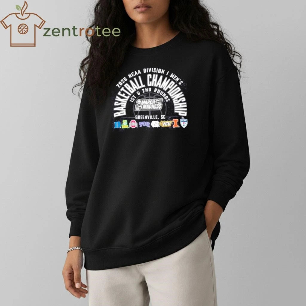 Greenville, SC 2026 NCAA DI Men’s Basketball Championship – 1st, 2nd Rounds 8 team logo shirt