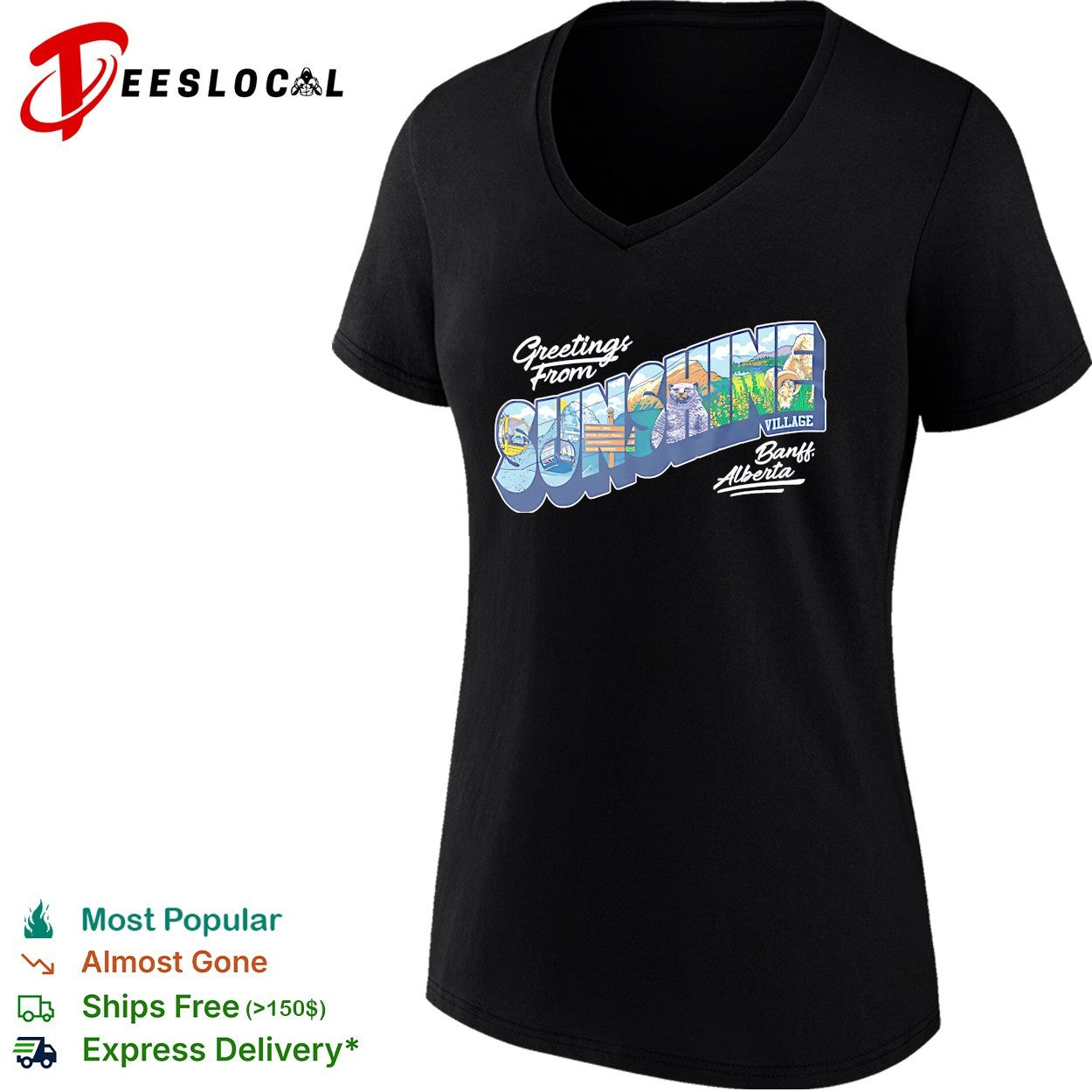 Greetings from Sunshine Village Banff Alberta postcard shirt