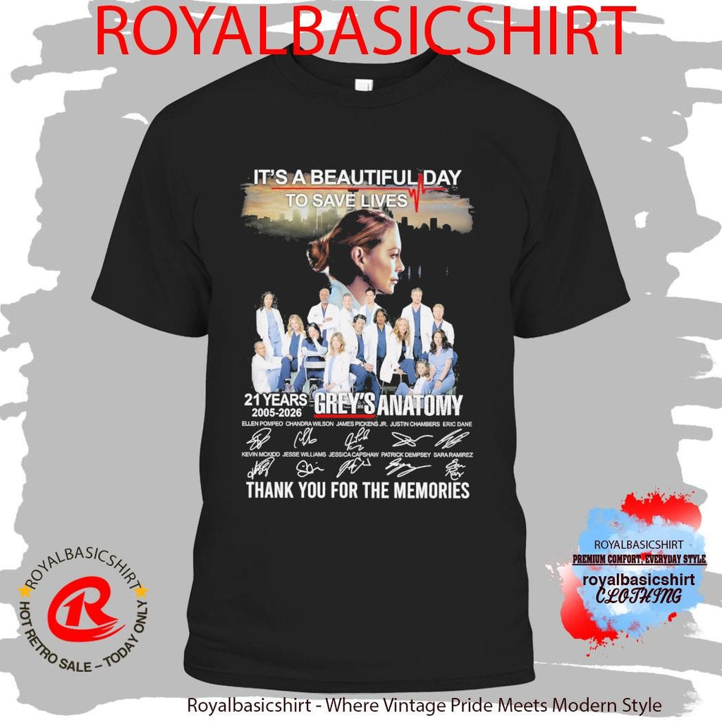 Grey’s Anatomy It’s A Beautiful Day To Save Lives Thank You For The Memories Signatures Shirt