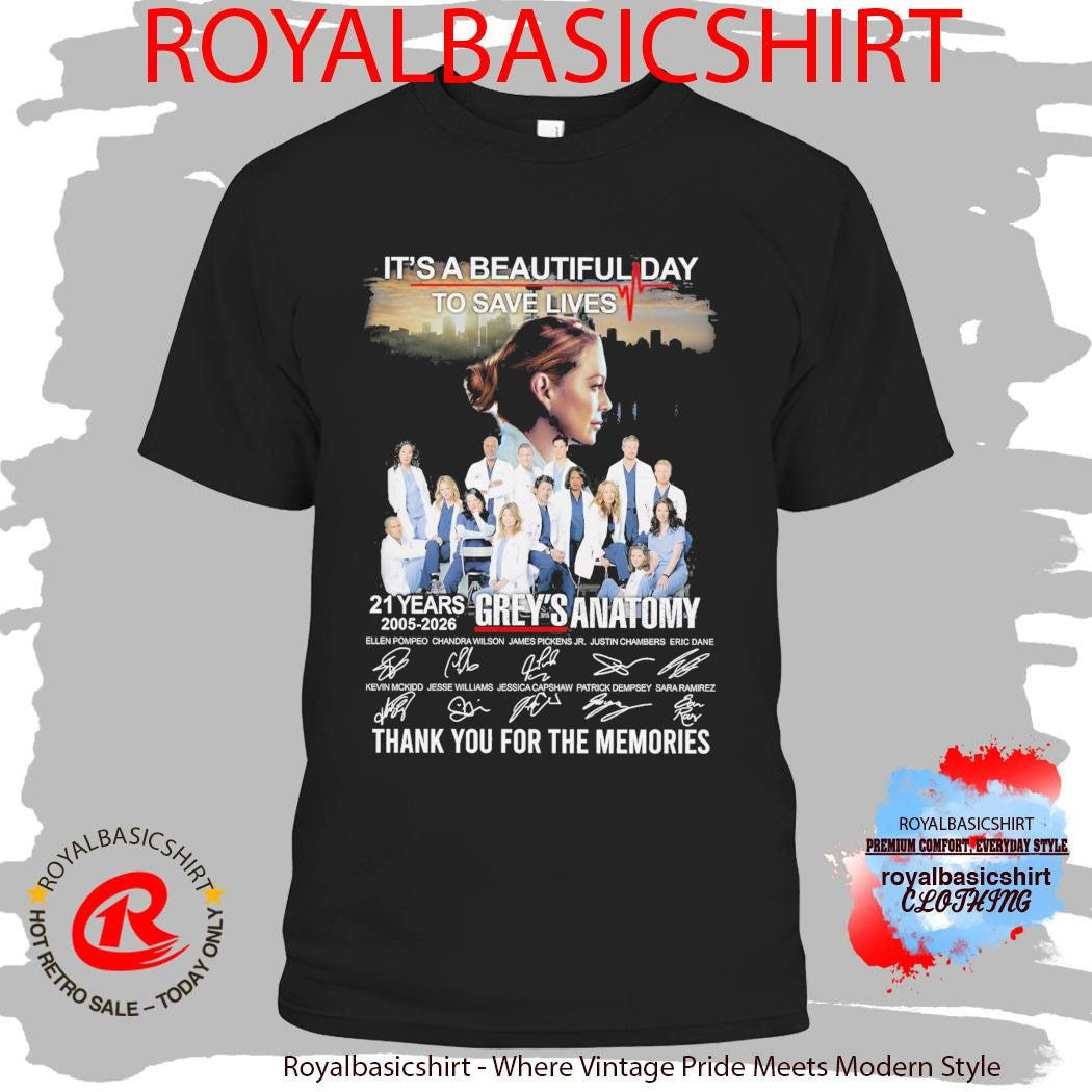 Grey’s Anatomy It’s A Beautiful Day To Save Lives Thank You For The Memories Signatures Shirt