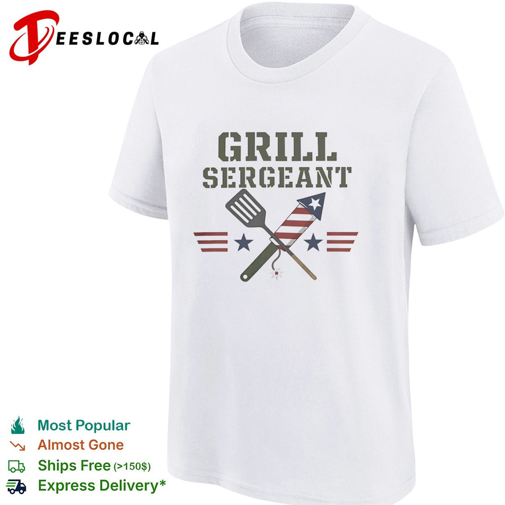 Grill Sergeant 4th of July BBQ Patriotic Spatula and Firework Celebration shirt