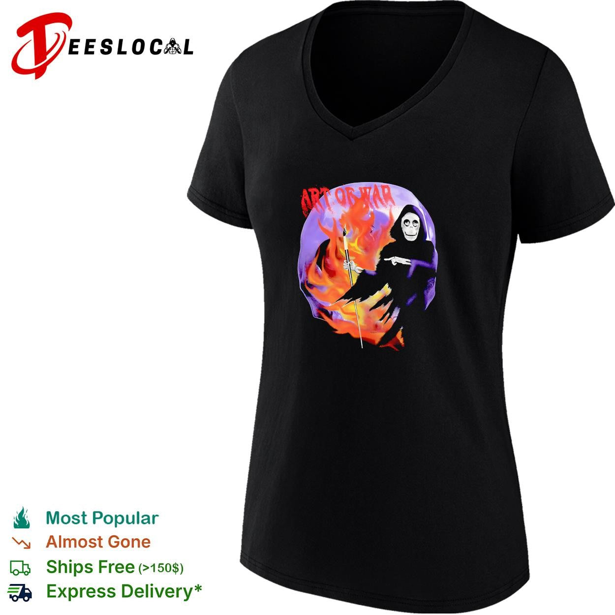Grim reaper holding scythe art of war fire shirt