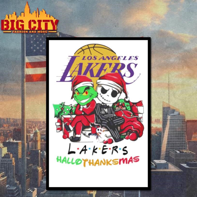 Grinch And Jack Los Angeles Lakers Friends HalloThanksMas Shirt