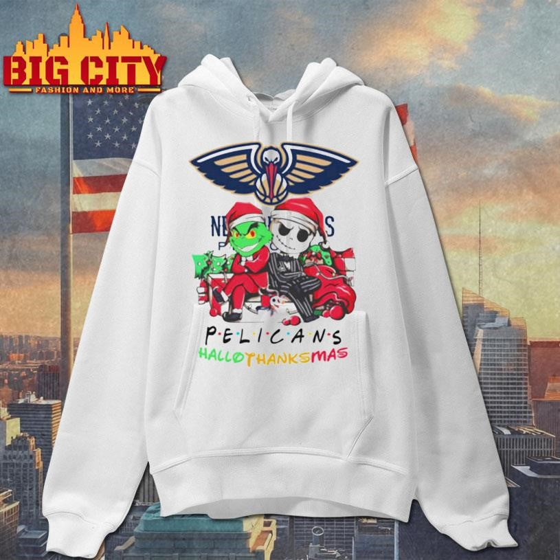 Grinch And Jack New Orleans Pelicans Friends HalloThanksMas Shirt
