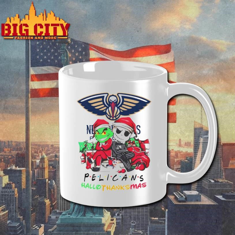 Grinch And Jack New Orleans Pelicans Friends HalloThanksMas Shirt