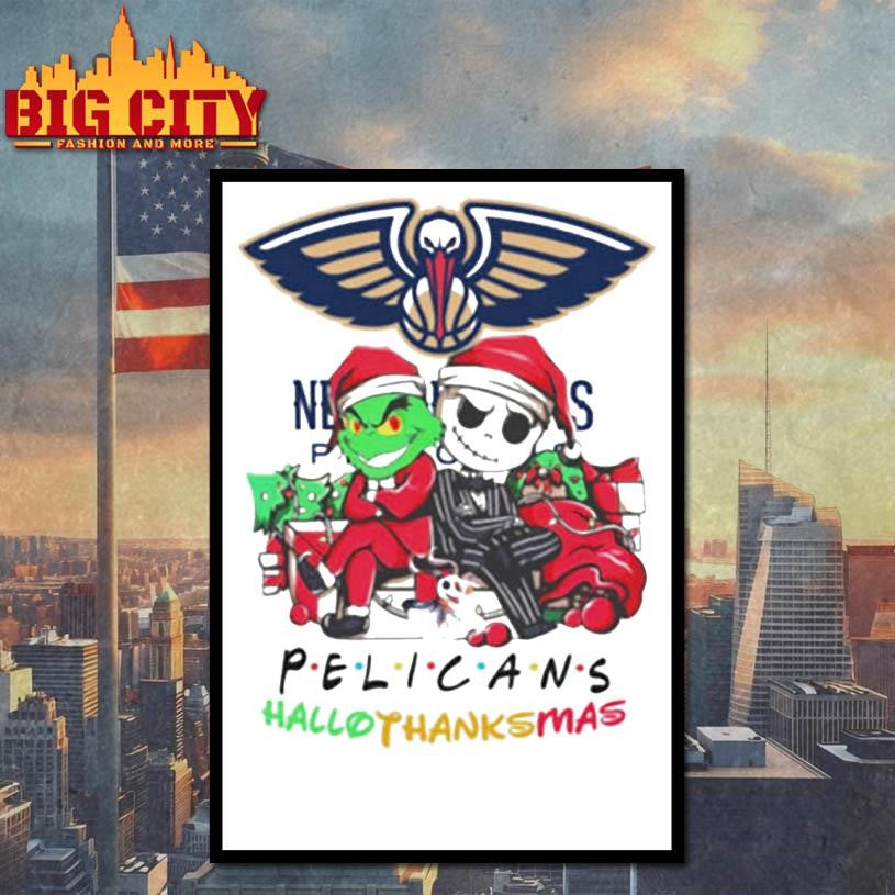 Grinch And Jack New Orleans Pelicans Friends HalloThanksMas Shirt