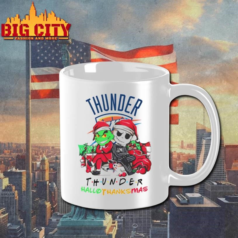 Grinch And Jack Oklahoma City Thunder Friends HalloThanksMas Shirt