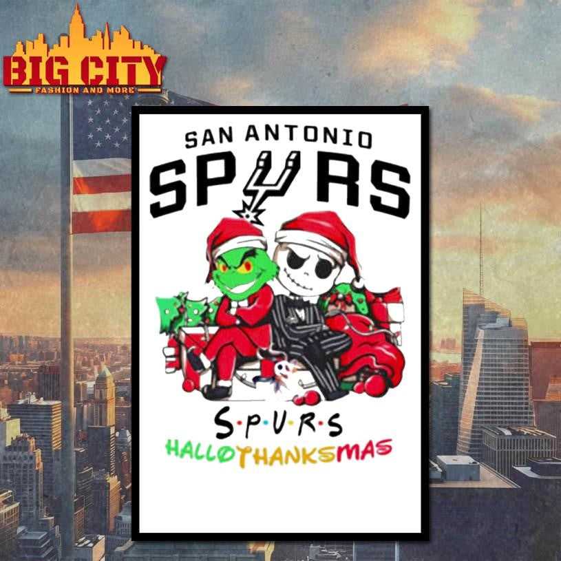 Grinch And Jack San Antonio Spurs Friends HalloThanksMas Shirt