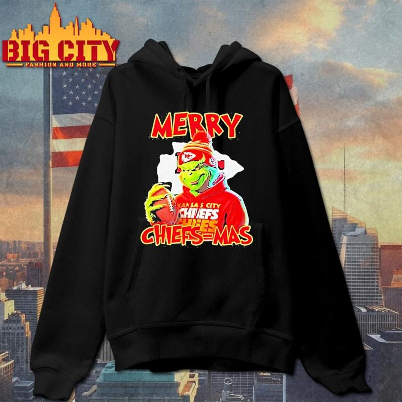 Grinch Holding Football Kansas City Chiefs Merry Chiefsmas Shirt