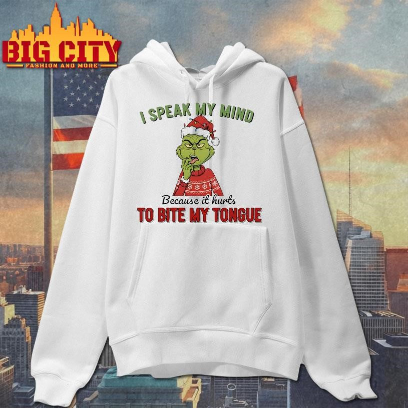 Grinch I speak my mind because it hurts to bite my tongue Merry Christmas shirt