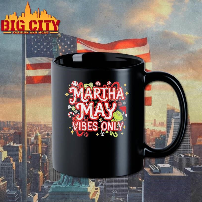 Grinch Santa hat Martha May Vibes Only Merry Christmas 2025 shirt
