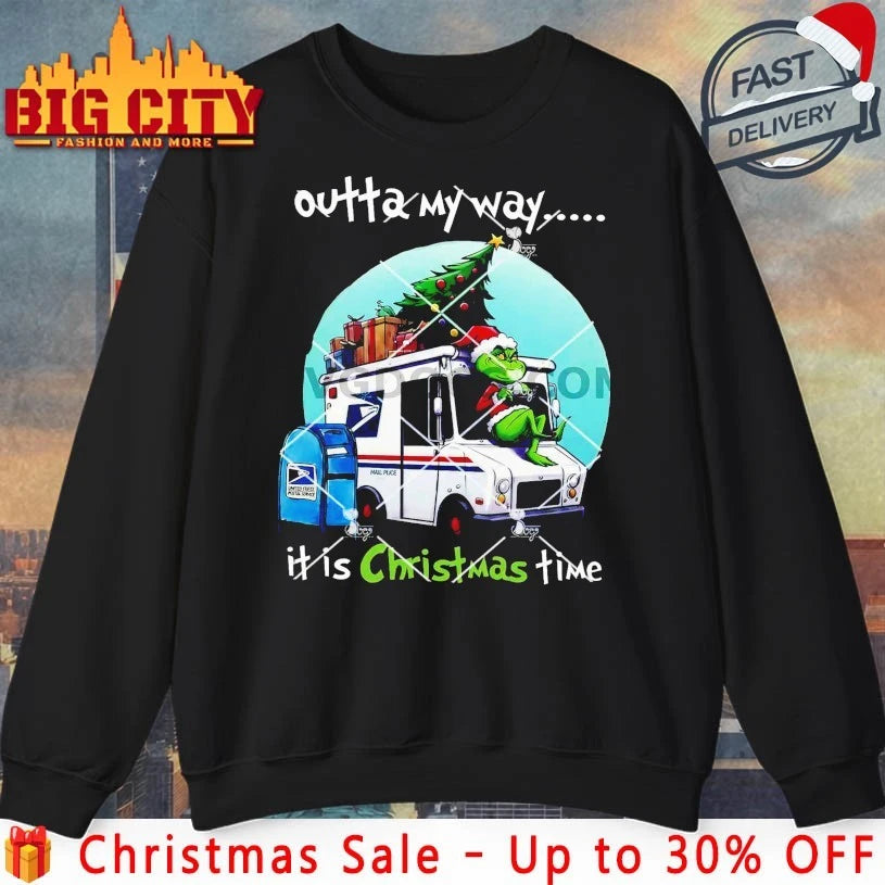 Grinch USPS Outta My Way It Is Christmas Time shirt