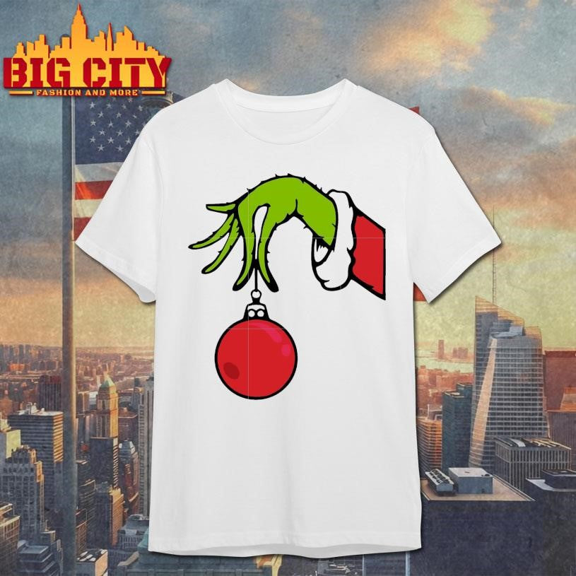 Grinch hand christmas bauble shirt