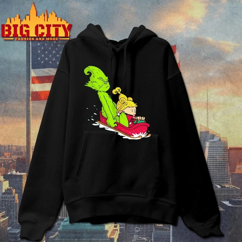 Grinch và Cindy-Lou Who skiing christmas 2025 shirt