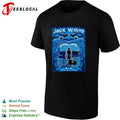 Guitar-case-carrying figure looming monster face building city concert poster art shirt