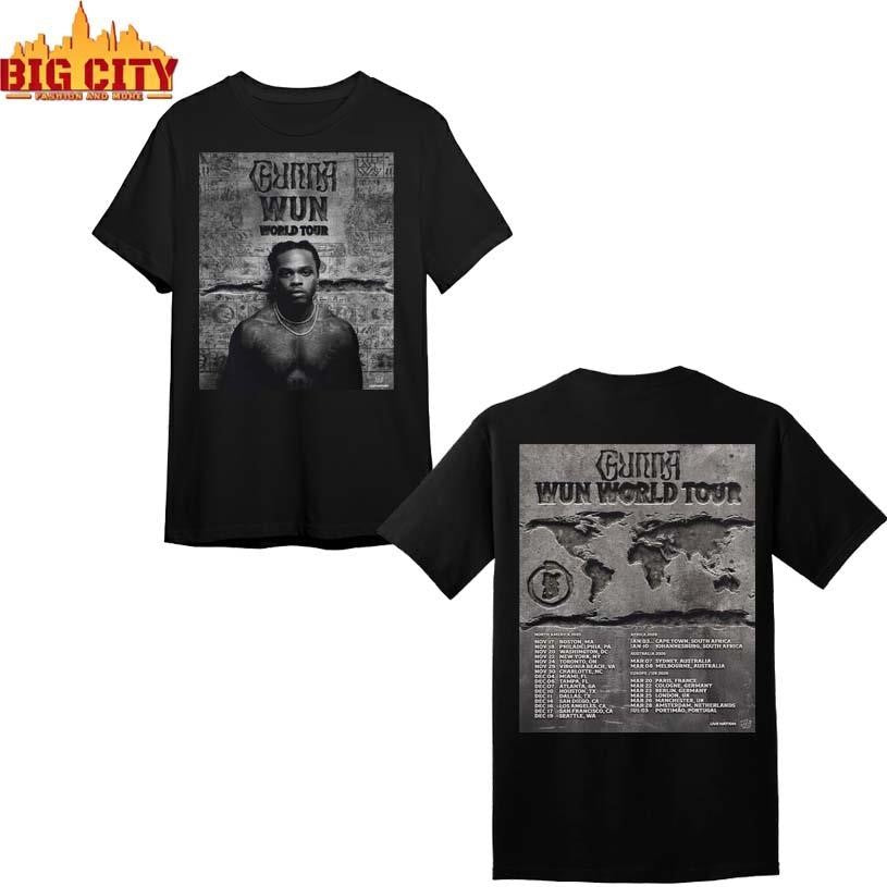 Gunna Wun World Tour 2025 2026 Official Photo Art With Schedule Dates Shirt
