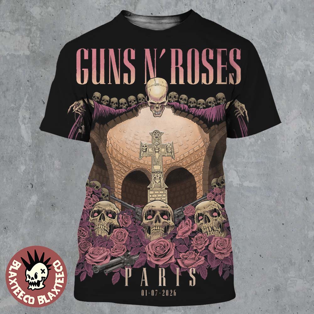 Guns N Roses Paris France 2026 Night 1 Venue Poster At Accor Arena On 1 July 2026 All Over Print Shirt