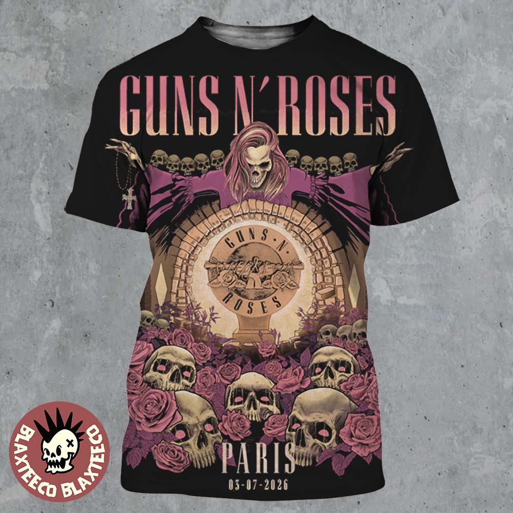 Guns N Roses Paris France 2026 Night 2 Exclusive Poster At Accor Arena On July 3 2026 All Over Print Shirt