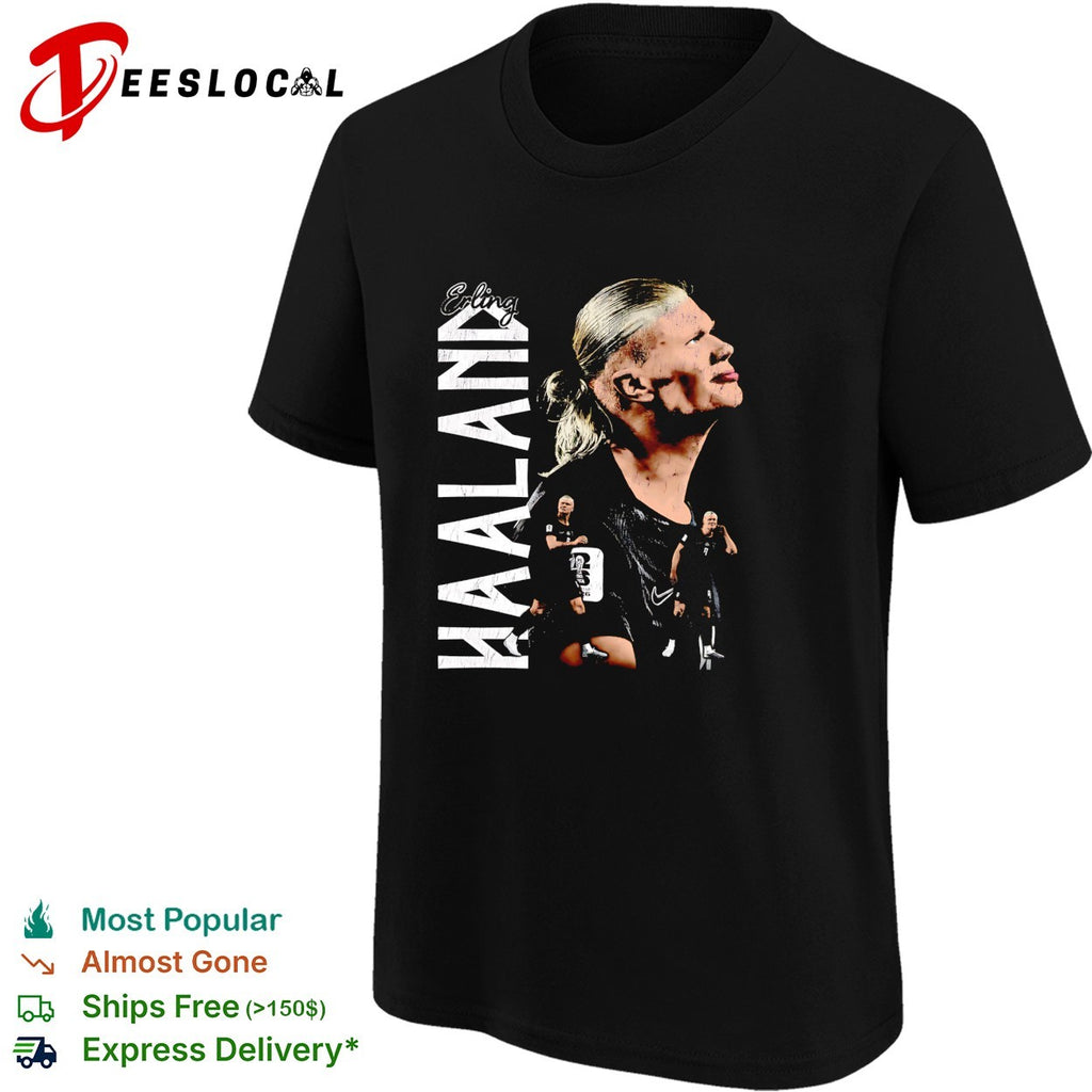 Haaland holding water bottles poster shirt