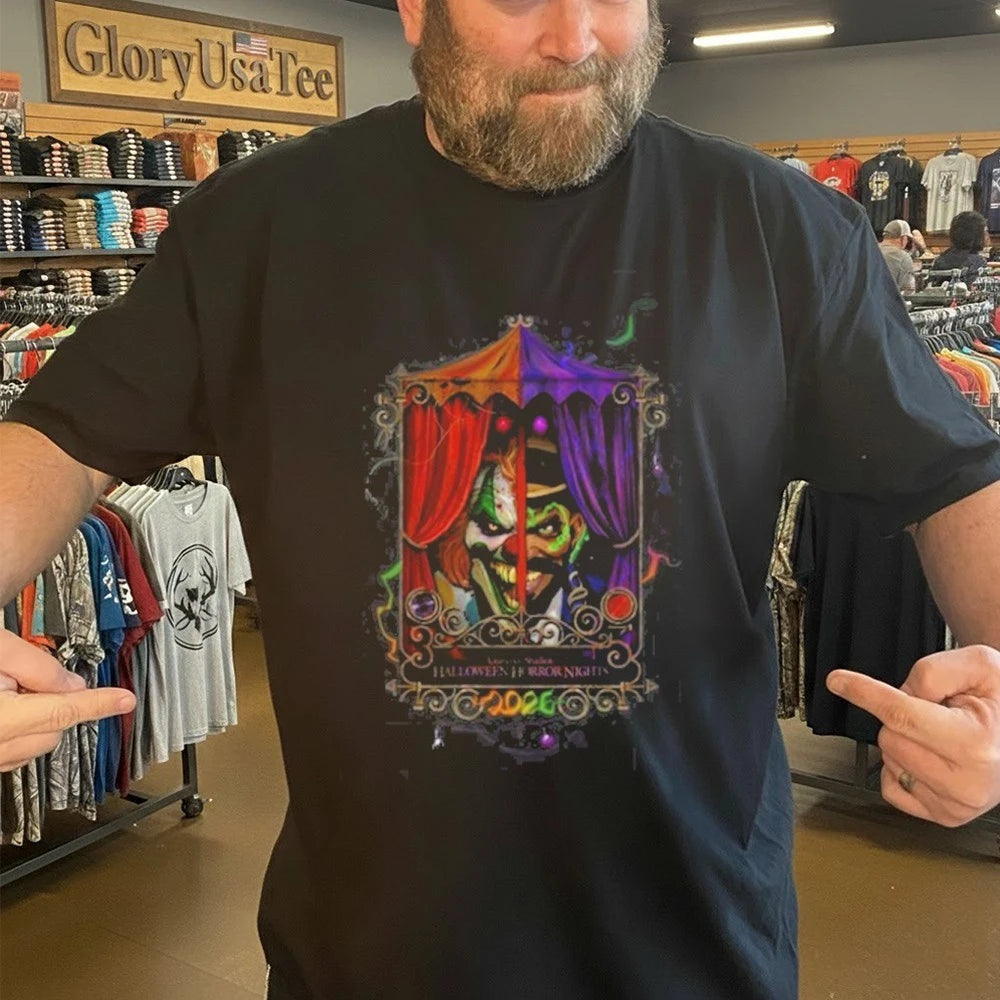 Halloween Horror Nights 2026 Jack the Clown and Dr. Oddfellow Shirt