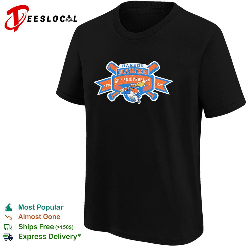 Harbor Hawks 50th Anniversary 1976 2026 Baseball Team shirt
