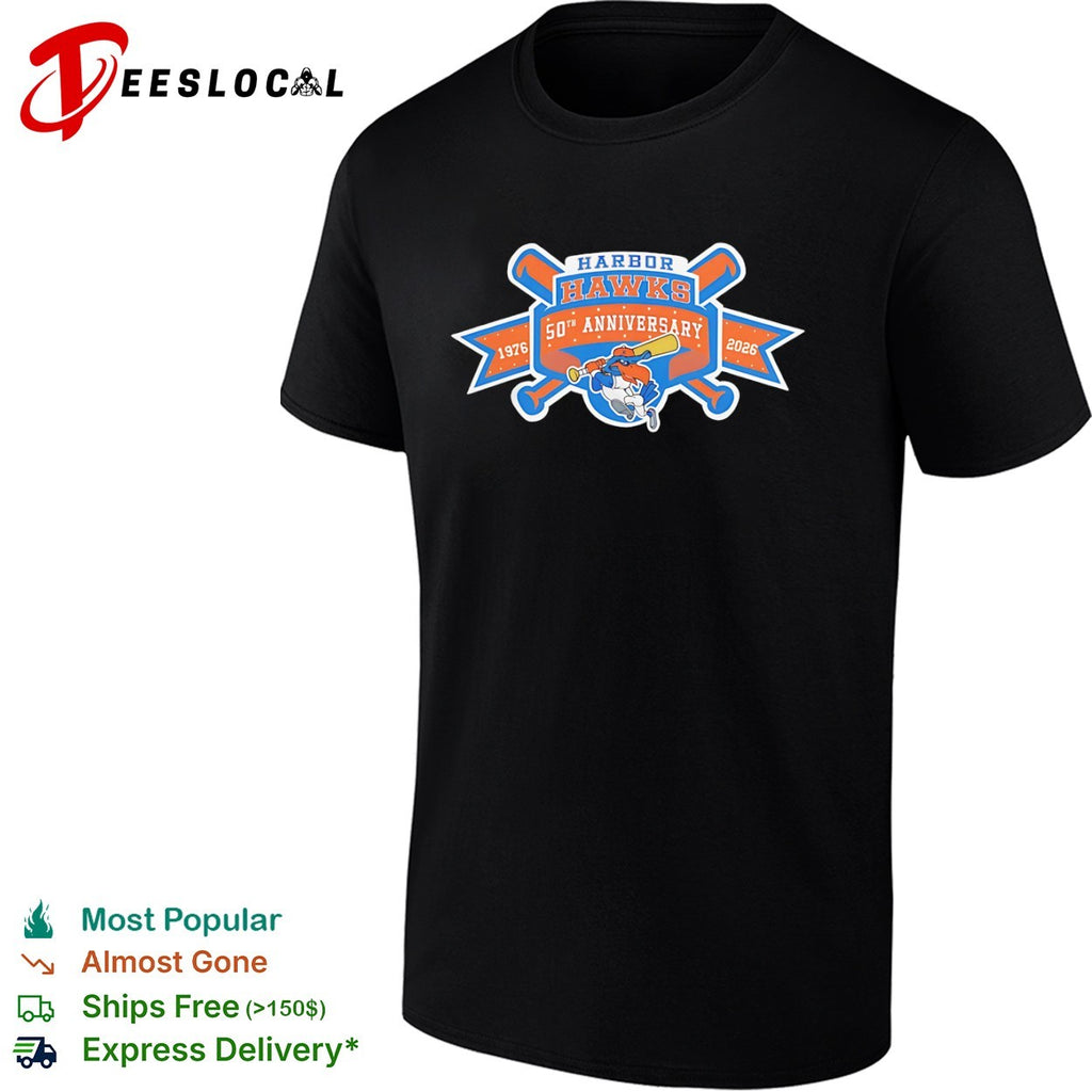 Harbor Hawks 50th Anniversary 1976 2026 Baseball Team shirt